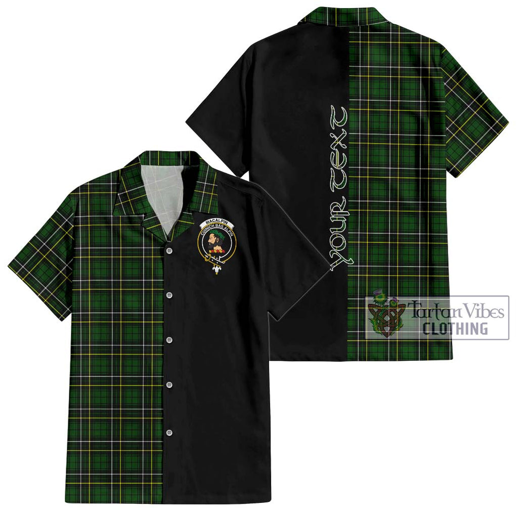 MacAlpin Modern Tartan Short Sleeve Button Shirt with Family Crest and Half Of Me Style Kid - Tartanvibesclothing Shop