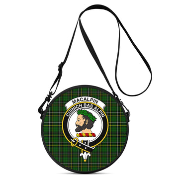 MacAlpin Modern Tartan Round Satchel Bags with Family Crest