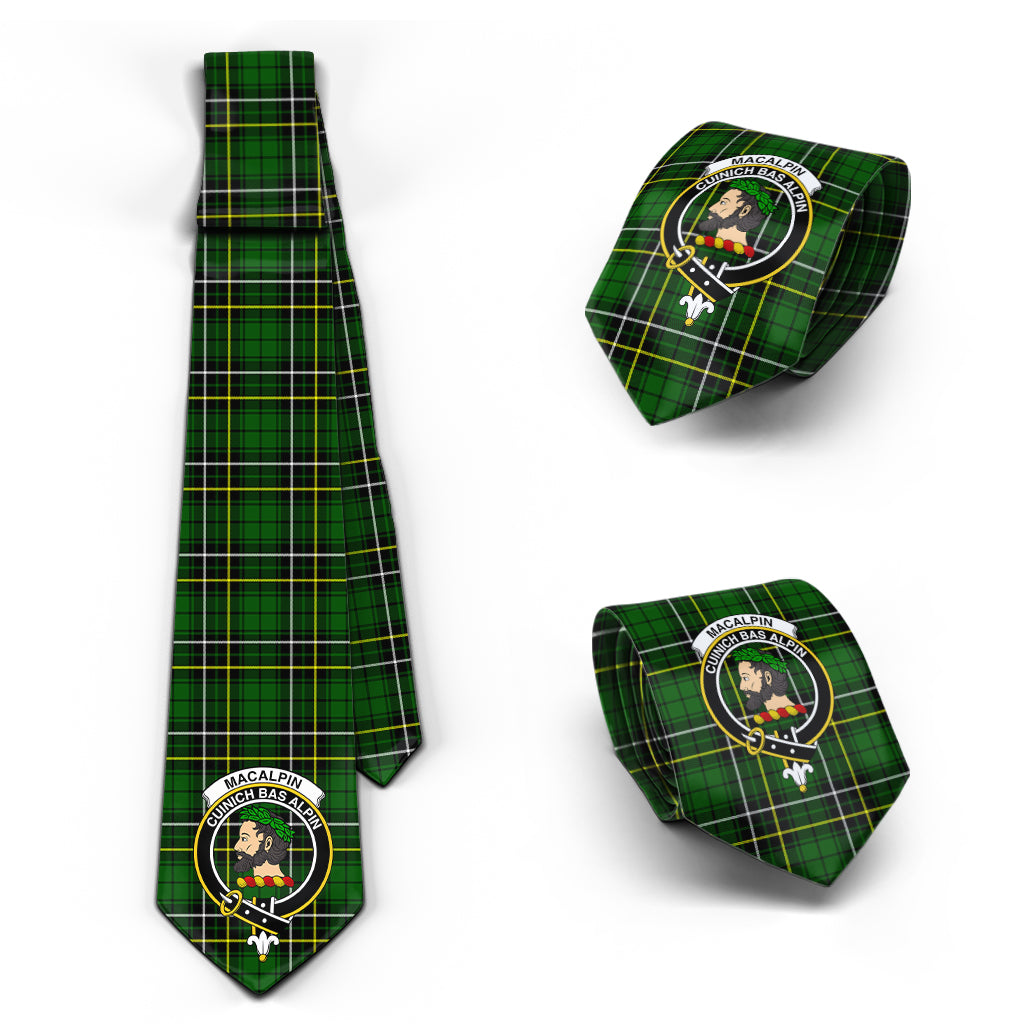 MacAlpin Modern Tartan Classic Necktie with Family Crest Necktie One Size - Tartan Vibes Clothing