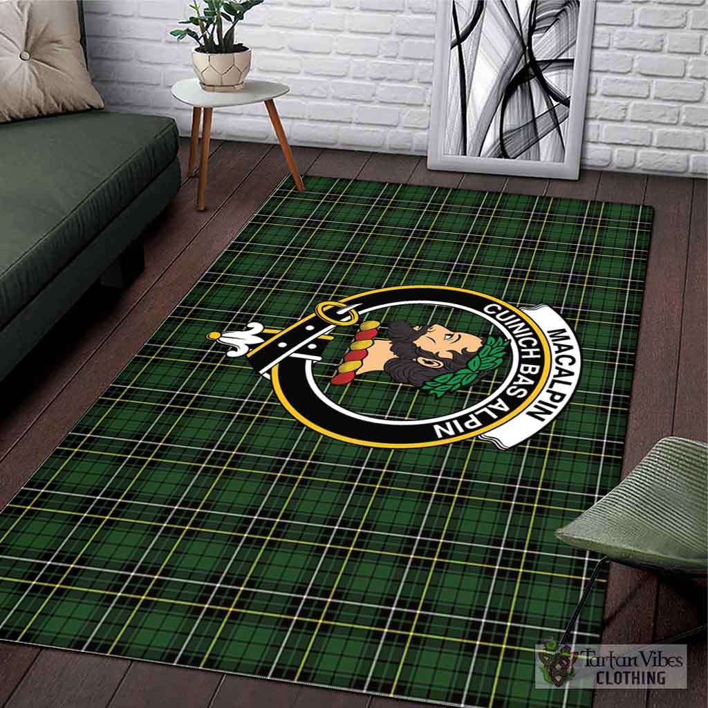 Tartan Vibes Clothing MacAlpin Modern Tartan Area Rug with Family Crest