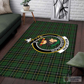 MacAlpin Modern Tartan Area Rug with Family Crest