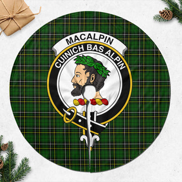 MacAlpin Modern Tartan Christmas Tree Skirt with Family Crest