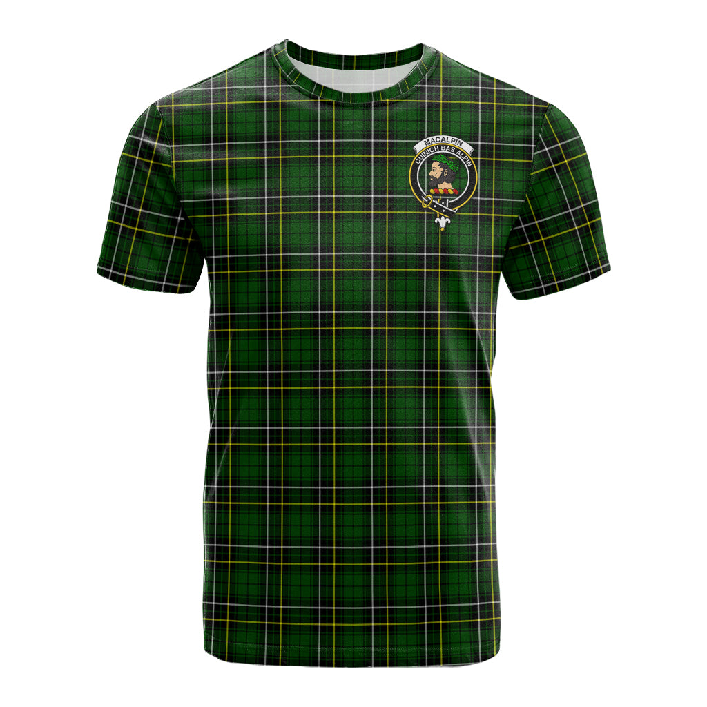 MacAlpin Modern Tartan T-Shirt with Family Crest - Tartan Vibes Clothing