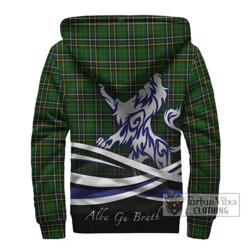 MacAlpin Modern Tartan Sherpa Hoodie with Alba Gu Brath Regal Lion Emblem