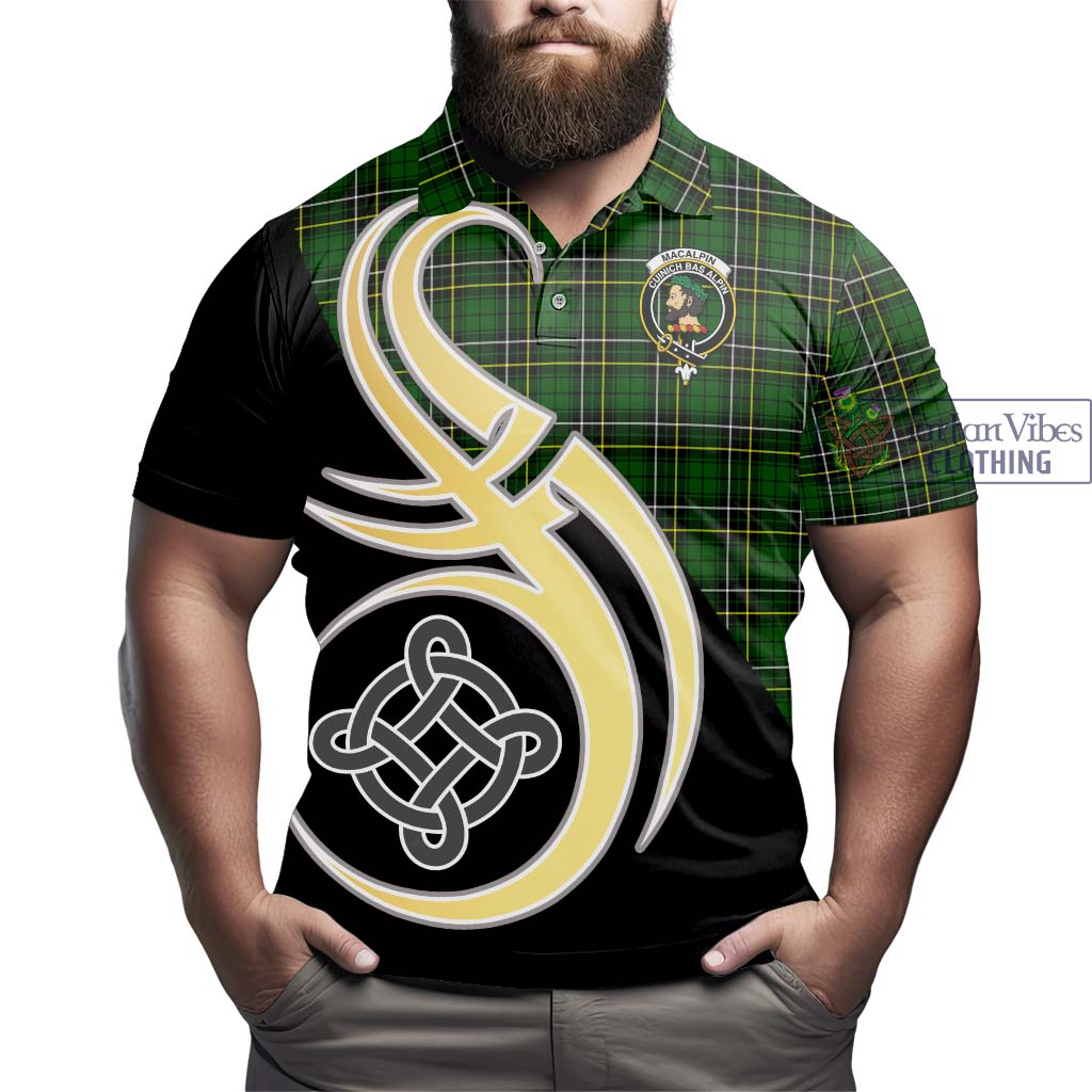 MacAlpin Modern Tartan Polo Shirt with Family Crest and Celtic Symbol Style - Tartan Vibes Clothing