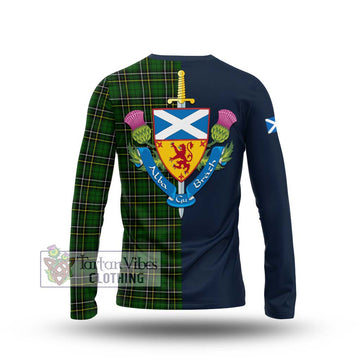 MacAlpin Modern Tartan Long Sleeve T-Shirt Alba with Scottish Lion Royal Arm Half Style