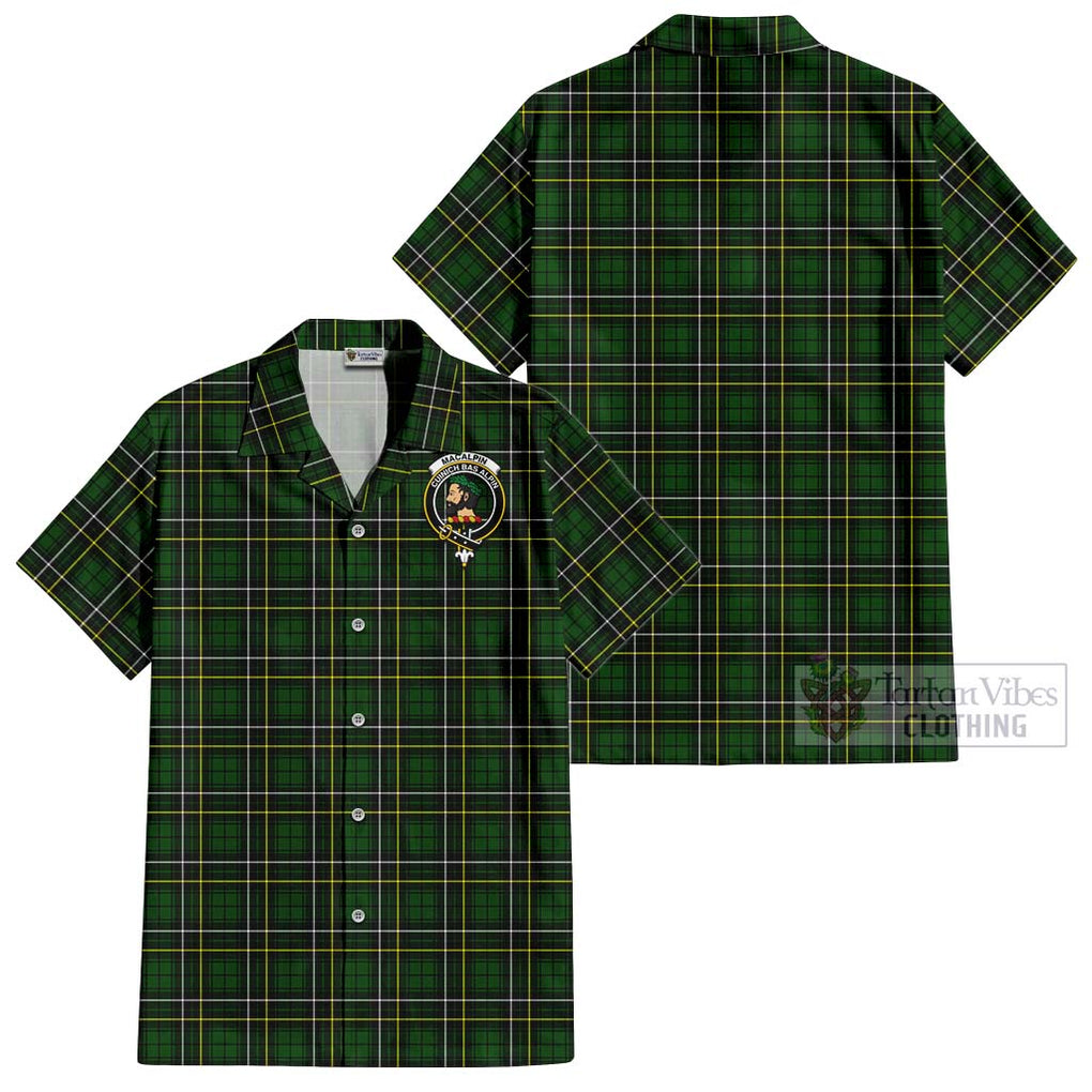 MacAlpin Modern Tartan Cotton Hawaiian Shirt with Family Crest Kid - Tartan Vibes Clothing