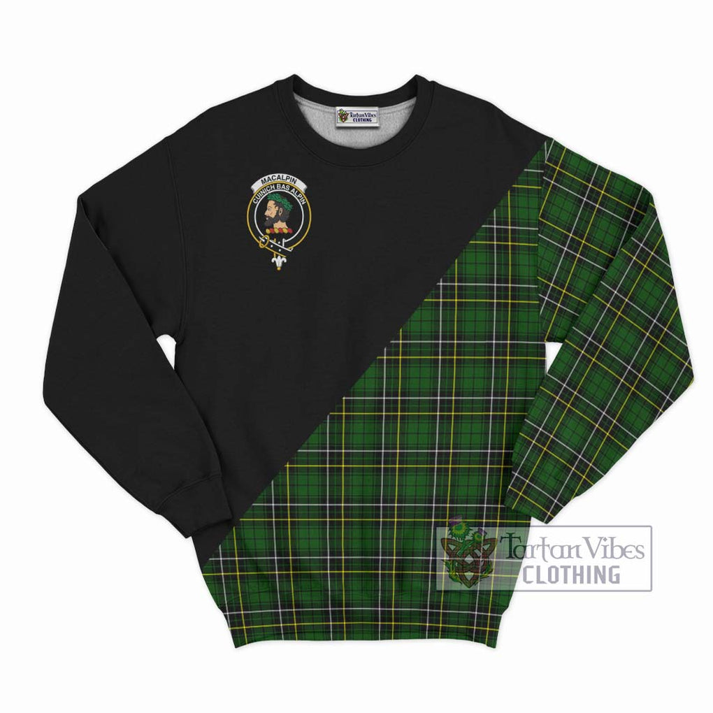 MacAlpin Modern Tartan Sweatshirt with Family Crest and Military Logo Style - Tartanvibesclothing Shop