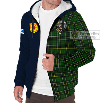 MacAlpin Modern Tartan Sherpa Hoodie Alba with Scottish Lion Royal Arm Half Style