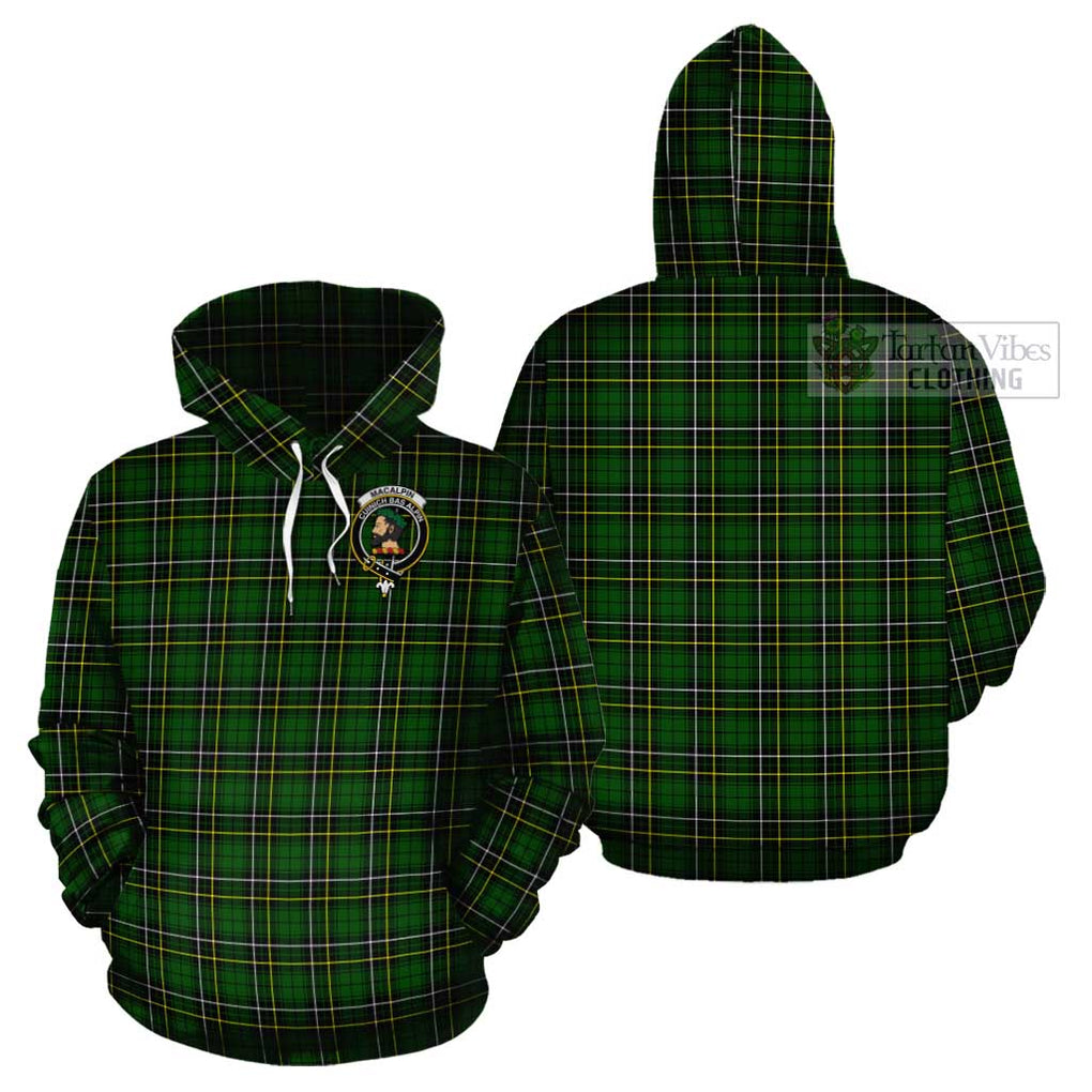 MacAlpin Modern Tartan Cotton Hoodie with Family Crest Pullover Hoodie - Tartan Vibes Clothing