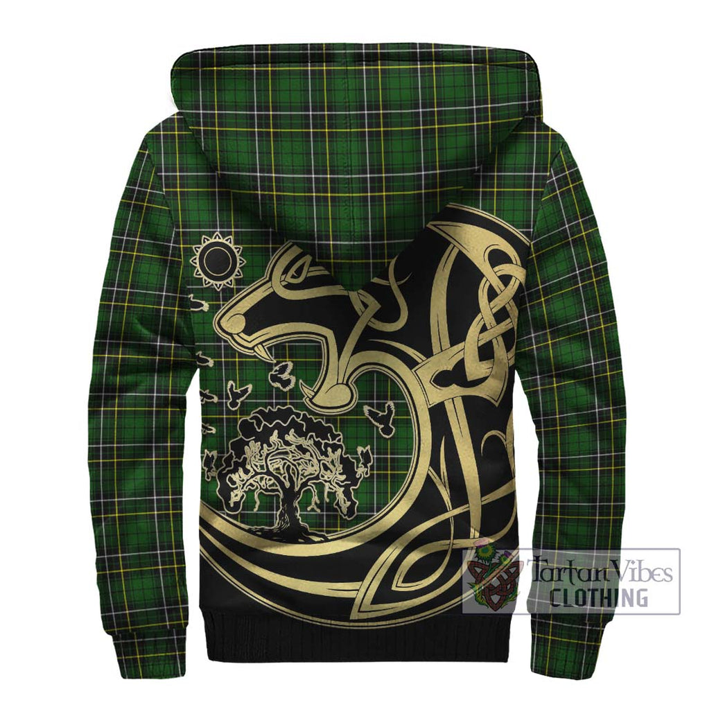 MacAlpin Modern Tartan Sherpa Hoodie with Family Crest Celtic Wolf Style - Tartan Vibes Clothing