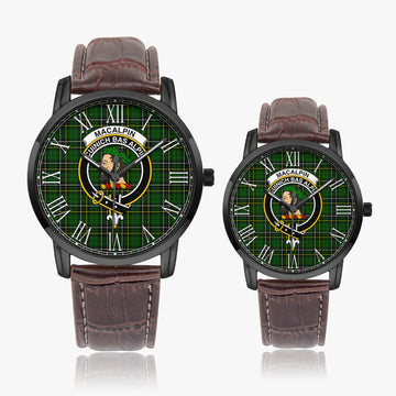 MacAlpin Modern Tartan Family Crest Leather Strap Quartz Watch