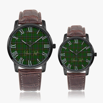 MacAlpin Modern Tartan Personalized Your Text Leather Trap Quartz Watch