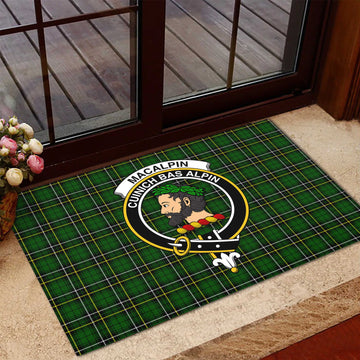 MacAlpin Modern Tartan Door Mat with Family Crest