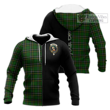 MacAlpin Modern Tartan Knitted Hoodie with Family Crest and Half Of Me Style