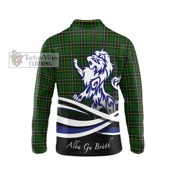 MacAlpin Modern Tartan Long Sleeve Polo Shirt with Alba Gu Brath Regal Lion Emblem