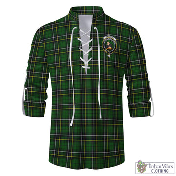 MacAlpin Modern Tartan Men's Scottish Traditional Jacobite Ghillie Kilt Shirt with Family Crest