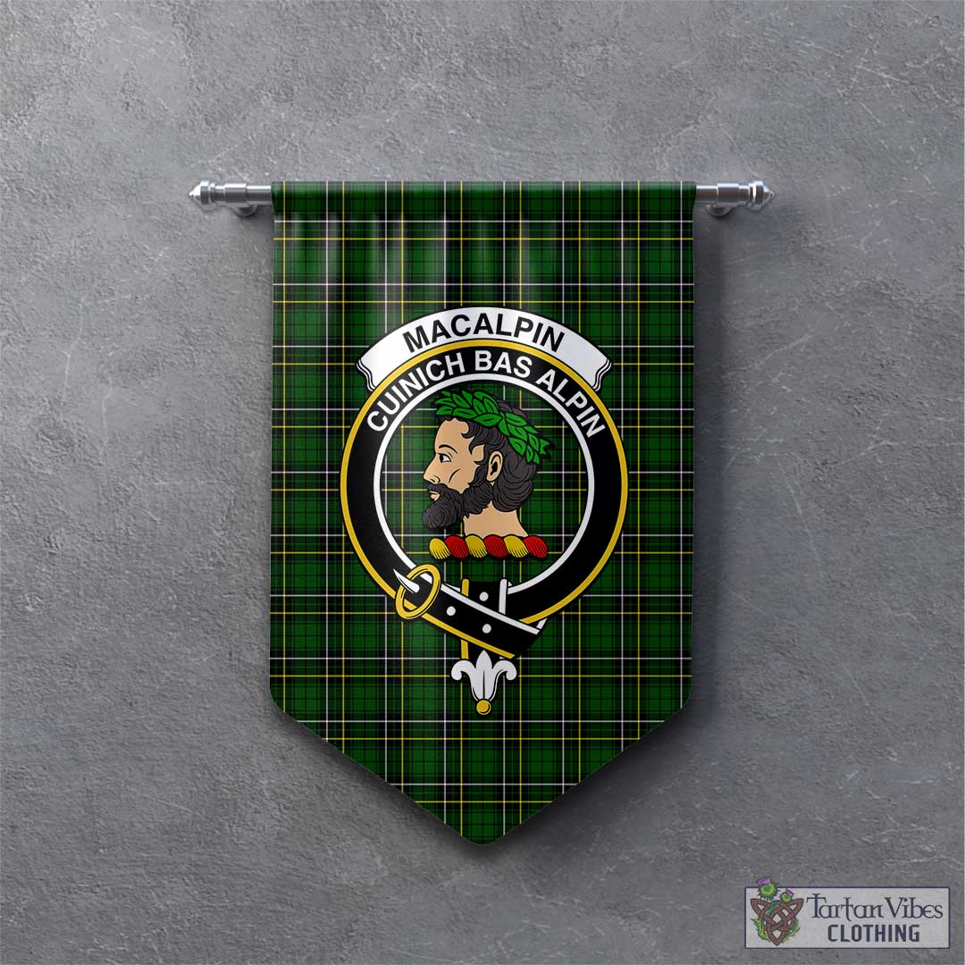 Tartan Vibes Clothing MacAlpin Modern Tartan Gonfalon, Tartan Banner with Family Crest