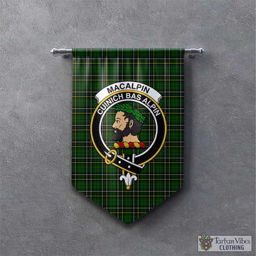 MacAlpin Modern Tartan Gonfalon, Tartan Banner with Family Crest