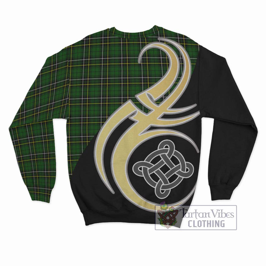 MacAlpin Modern Tartan Sweatshirt with Family Crest and Celtic Symbol Style - Tartan Vibes Clothing