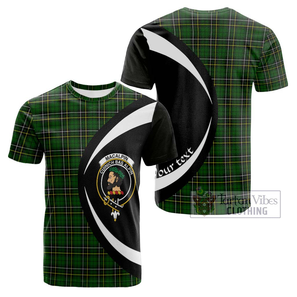 Tartan Vibes Clothing MacAlpin Modern Tartan Cotton T-shirt with Family Crest Circle Style