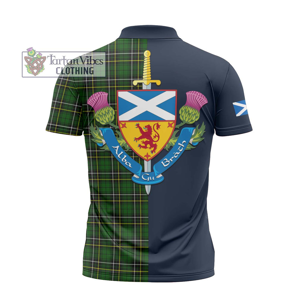 Tartan Vibes Clothing MacAlpin Modern Tartan Zipper Polo Shirt with Scottish Lion Royal Arm Half Style