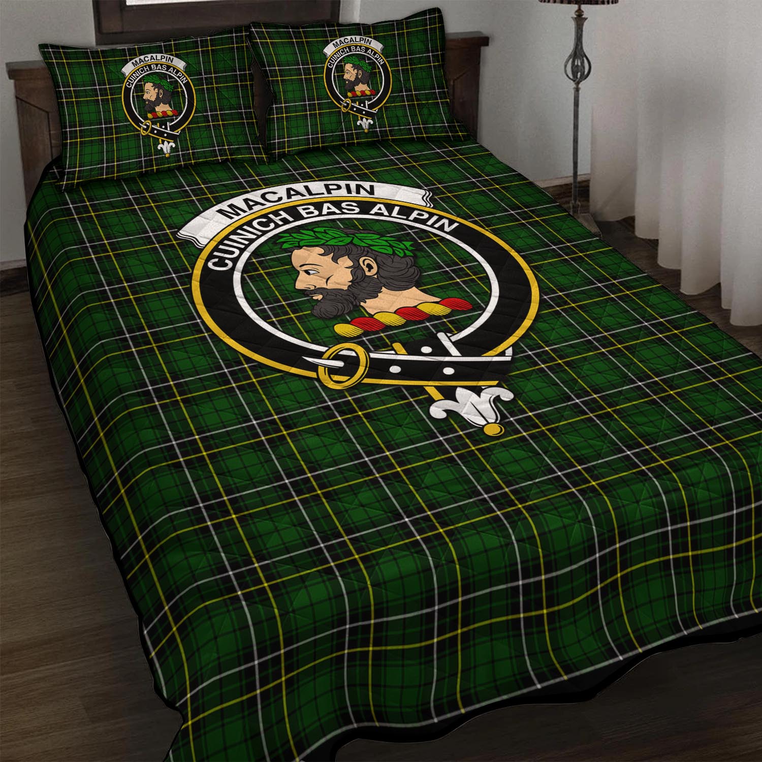 MacAlpin Modern Tartan Quilt Bed Set with Family Crest - Tartan Vibes Clothing