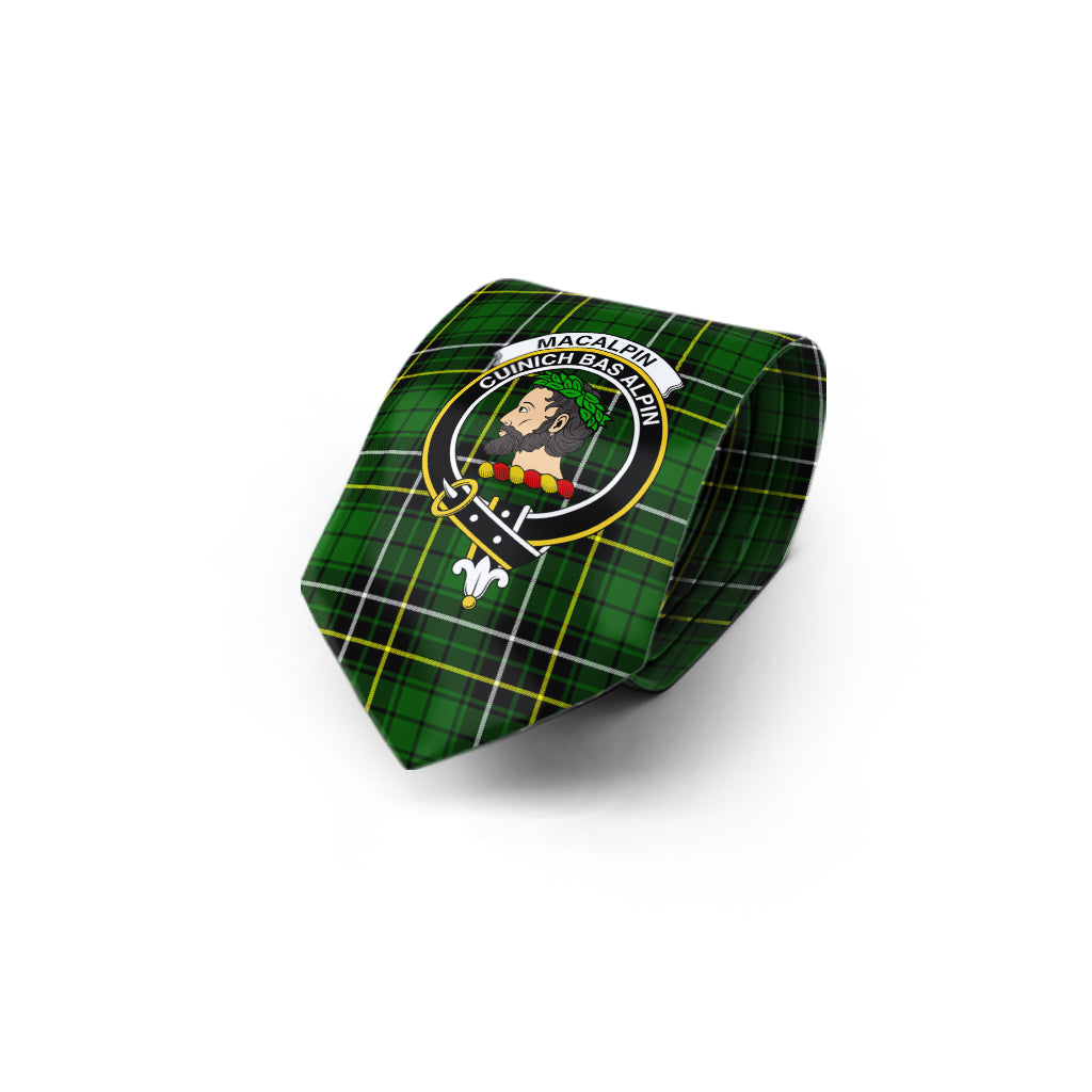 MacAlpin Modern Tartan Classic Necktie with Family Crest - Tartan Vibes Clothing