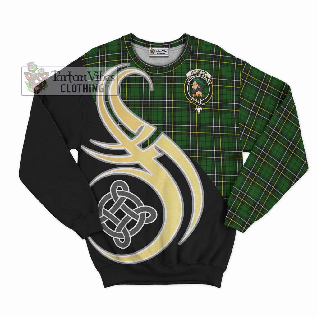 MacAlpin Modern Tartan Sweatshirt with Family Crest and Celtic Symbol Style - Tartan Vibes Clothing