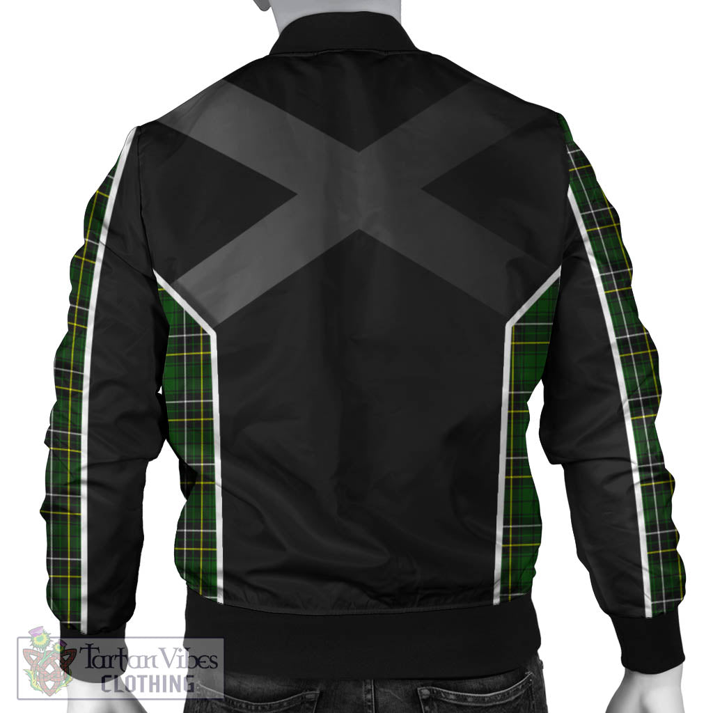 Tartan Vibes Clothing MacAlpin Modern Tartan Bomber Jacket with Family Crest and Scottish Thistle Vibes Sport Style