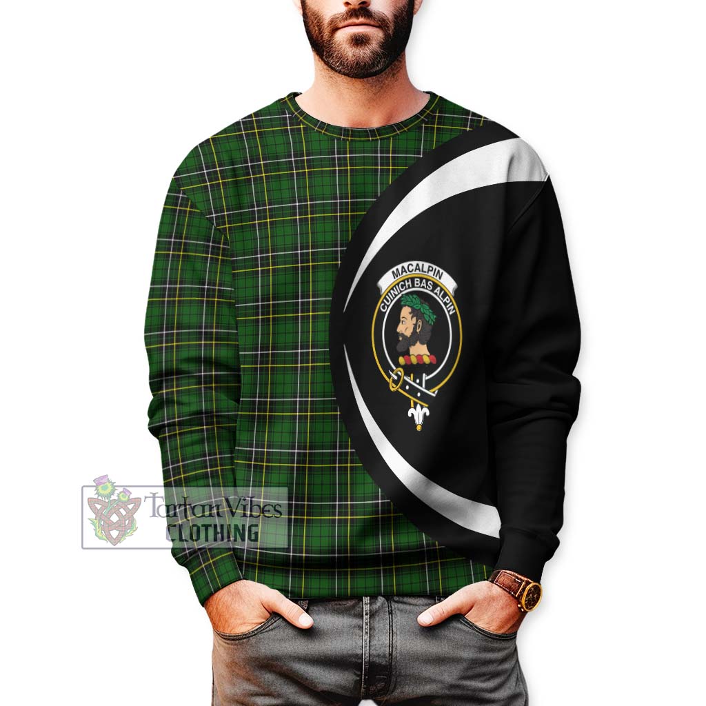 MacAlpin Modern Tartan Sweatshirt with Family Crest Circle Style - Tartan Vibes Clothing