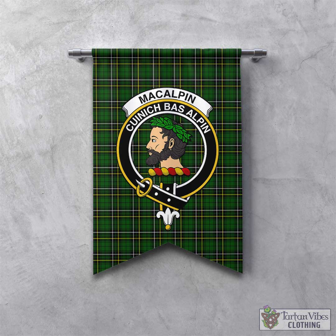 Tartan Vibes Clothing MacAlpin Modern Tartan Gonfalon, Tartan Banner with Family Crest