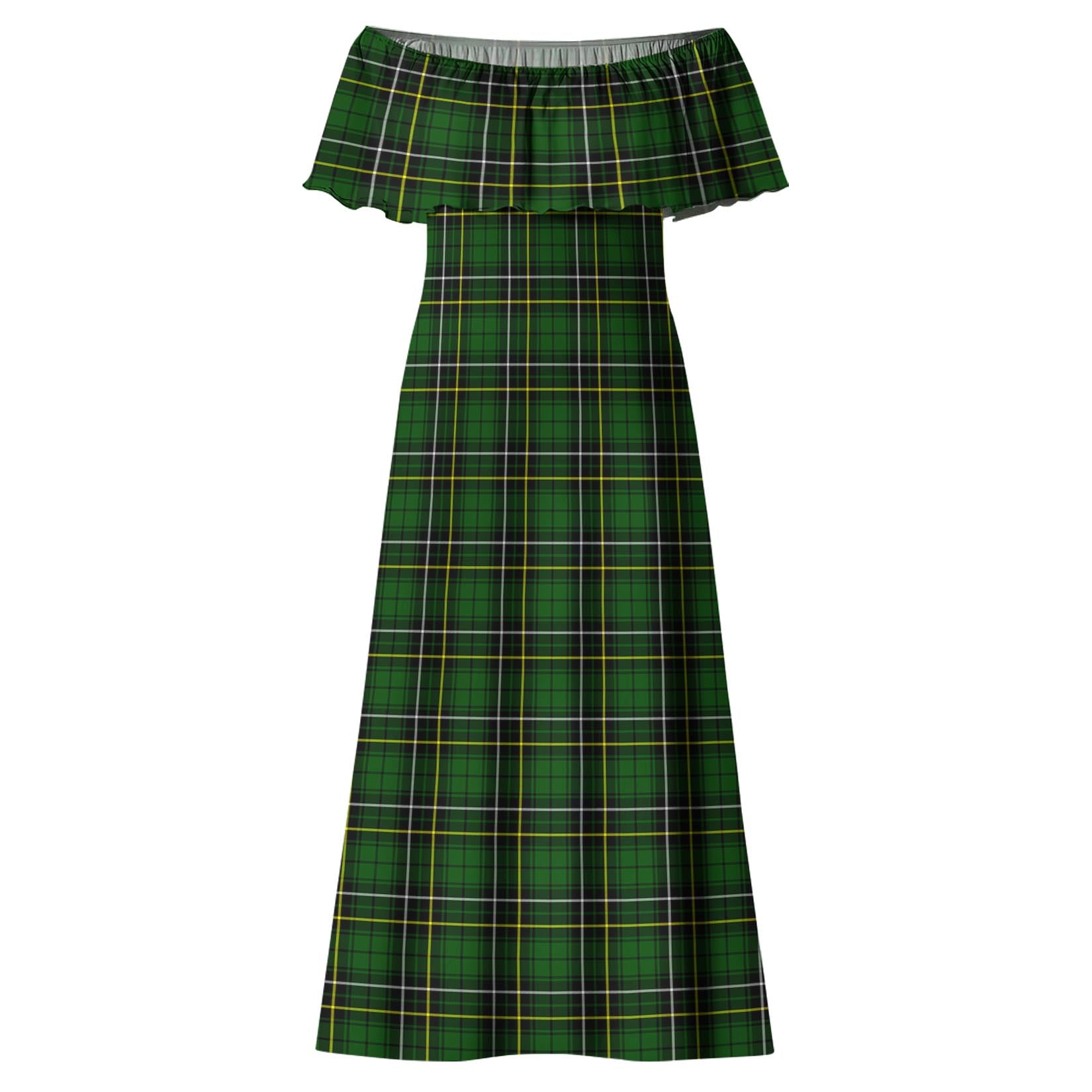 MacAlpin Modern Tartan Off Shoulder Long Dress - Tartanvibesclothing