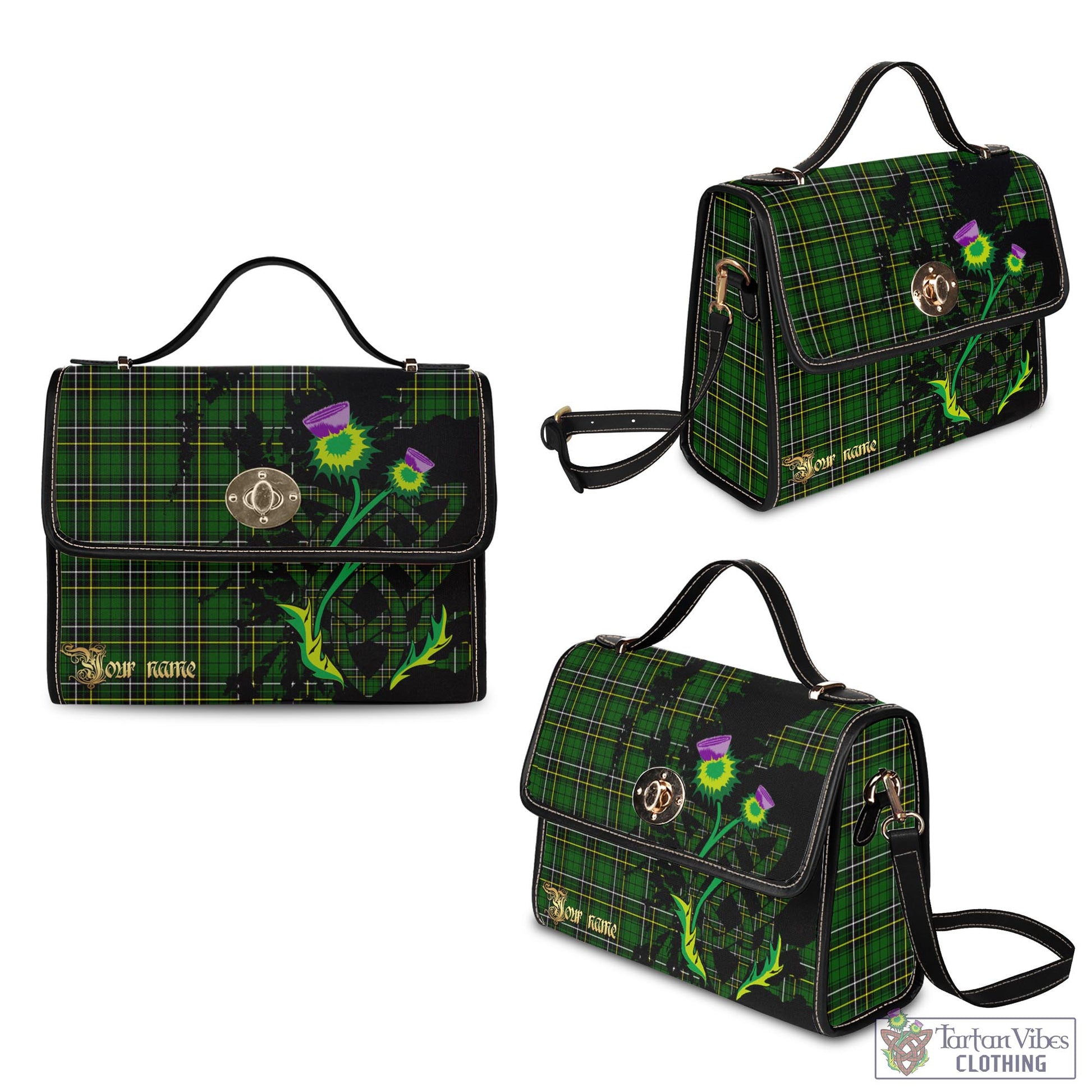 Tartan Vibes Clothing MacAlpin Modern Tartan Waterproof Canvas Bag with Scotland Map and Thistle Celtic Accents