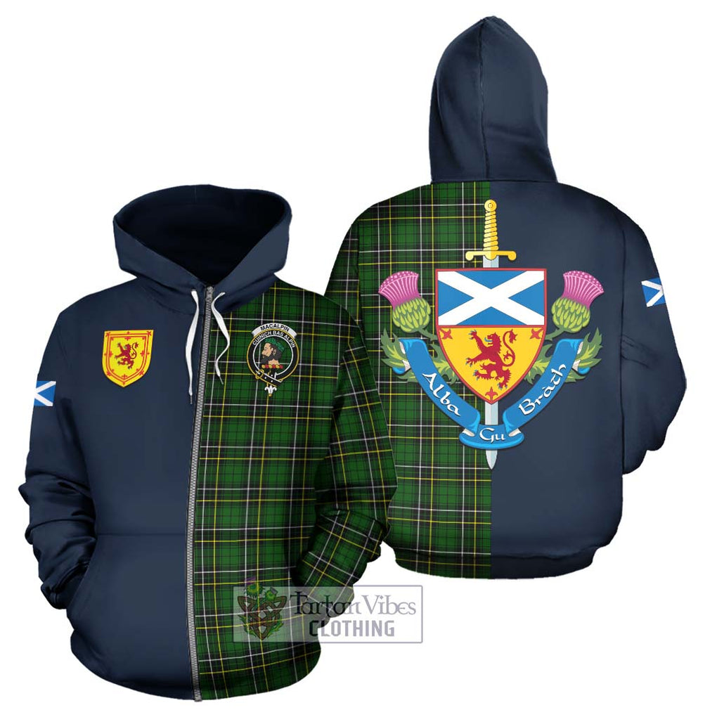 Tartan Vibes Clothing MacAlpin Modern Tartan Hoodie with Scottish Lion Royal Arm Half Style