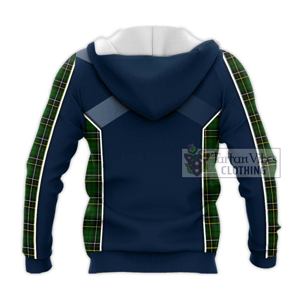 MacAlpin Modern Tartan Knitted Hoodie with Family Crest and Lion Rampant Vibes Sport Style - Tartan Vibes Clothing