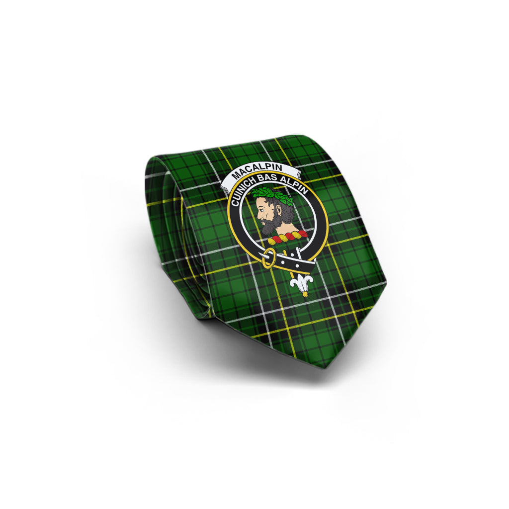 MacAlpin Modern Tartan Classic Necktie with Family Crest - Tartan Vibes Clothing