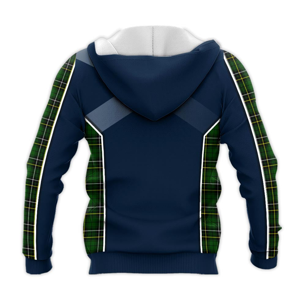 Tartan Vibes Clothing MacAlpin Modern Tartan Knitted Hoodie with Family Crest and Scottish Thistle Vibes Sport Style