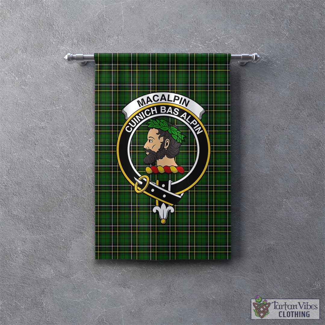 Tartan Vibes Clothing MacAlpin Modern Tartan Gonfalon, Tartan Banner with Family Crest