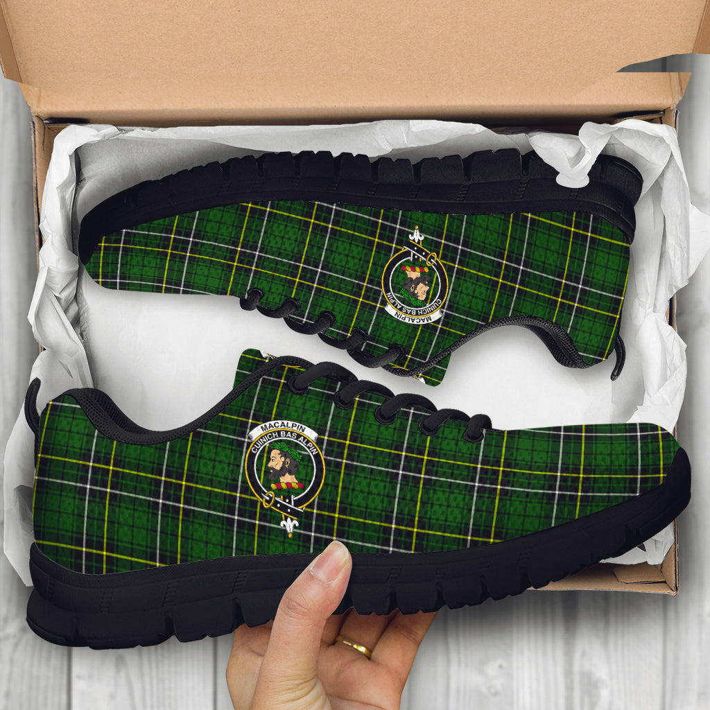 MacAlpin Modern Tartan Sneakers with Family Crest - Tartan Vibes Clothing