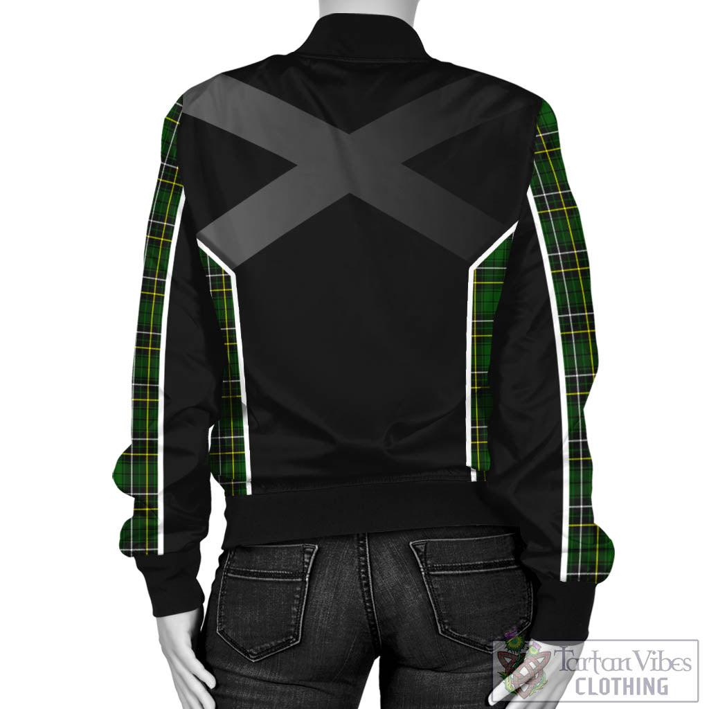 Tartan Vibes Clothing MacAlpin Modern Tartan Bomber Jacket with Family Crest and Scottish Thistle Vibes Sport Style