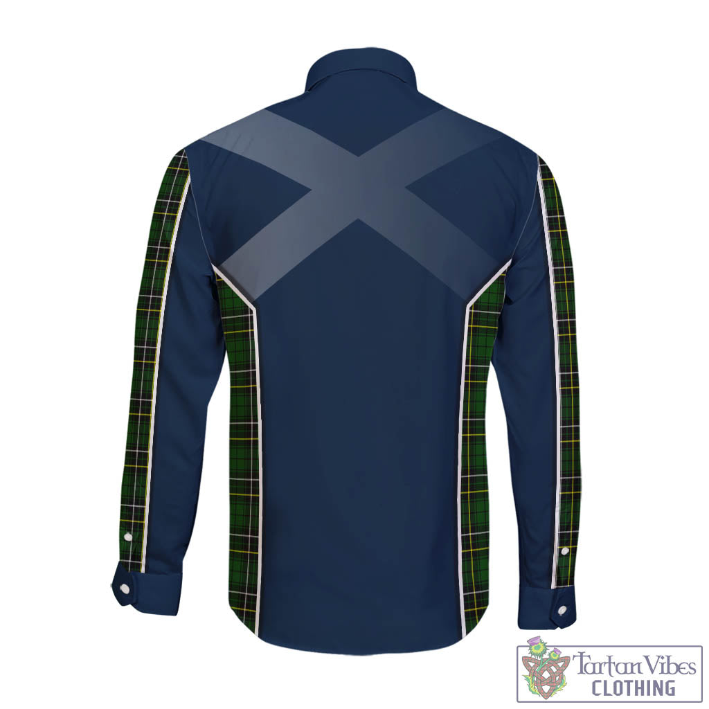 Tartan Vibes Clothing MacAlpin Modern Tartan Long Sleeve Button Up Shirt with Family Crest and Scottish Thistle Vibes Sport Style