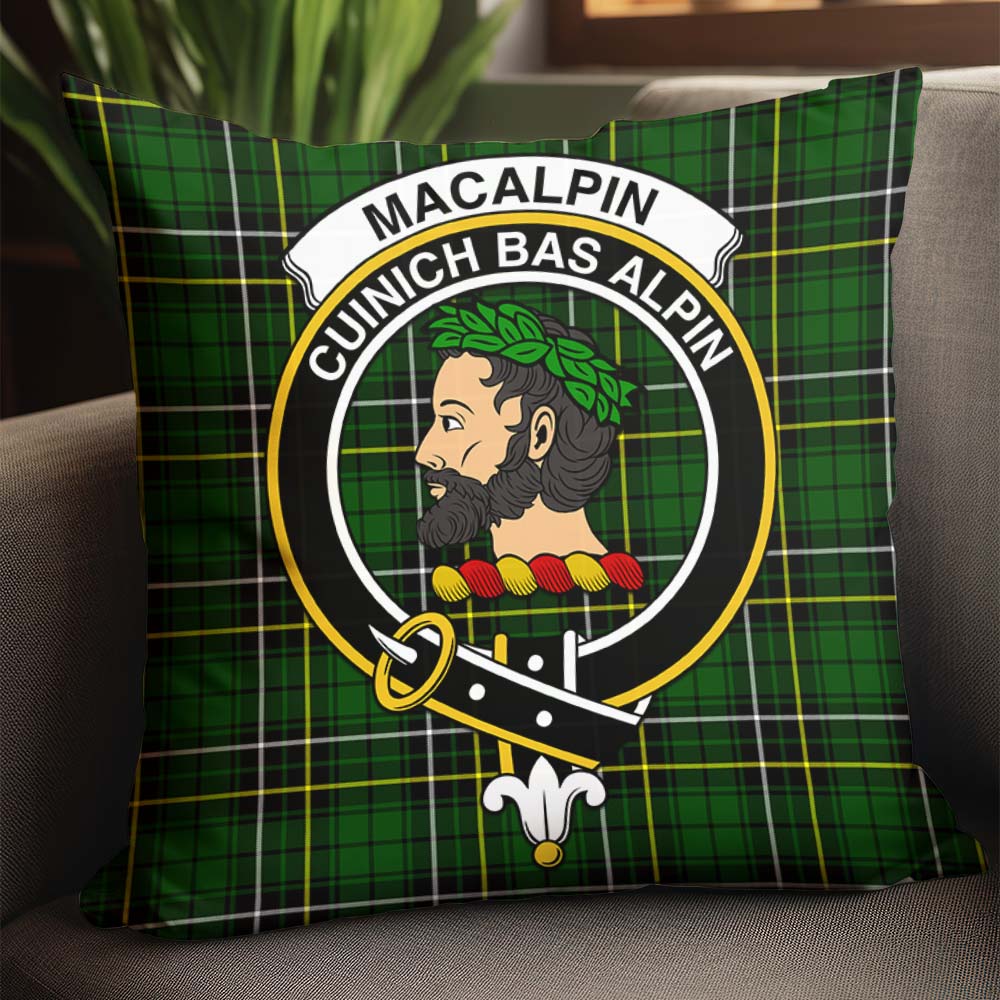 MacAlpin Modern Tartan Pillow Cover with Family Crest - Tartanvibesclothing