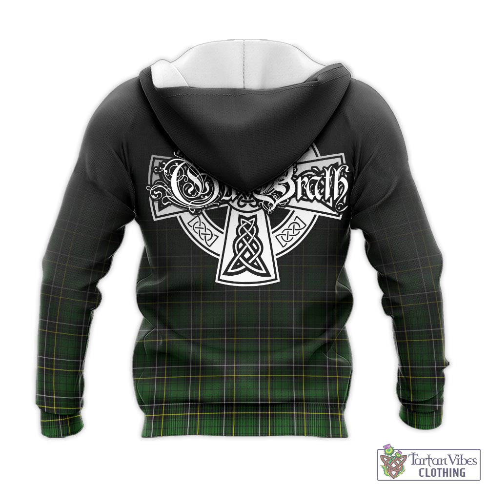 Tartan Vibes Clothing MacAlpin Modern Tartan Knitted Hoodie Featuring Alba Gu Brath Family Crest Celtic Inspired