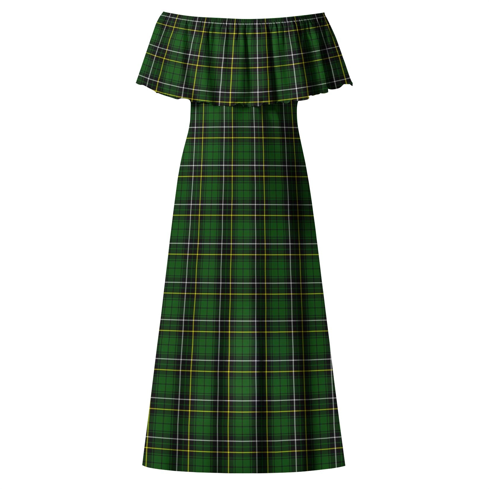 MacAlpin Modern Tartan Off Shoulder Long Dress - Tartanvibesclothing