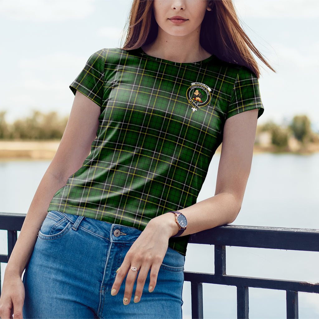 MacAlpin Modern Tartan T-Shirt with Family Crest - Tartan Vibes Clothing