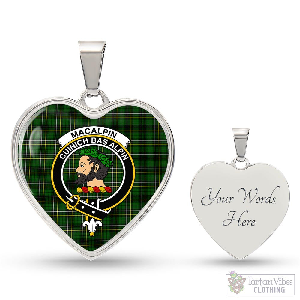 Tartan Vibes Clothing MacAlpin Modern Tartan Heart Necklace with Family Crest