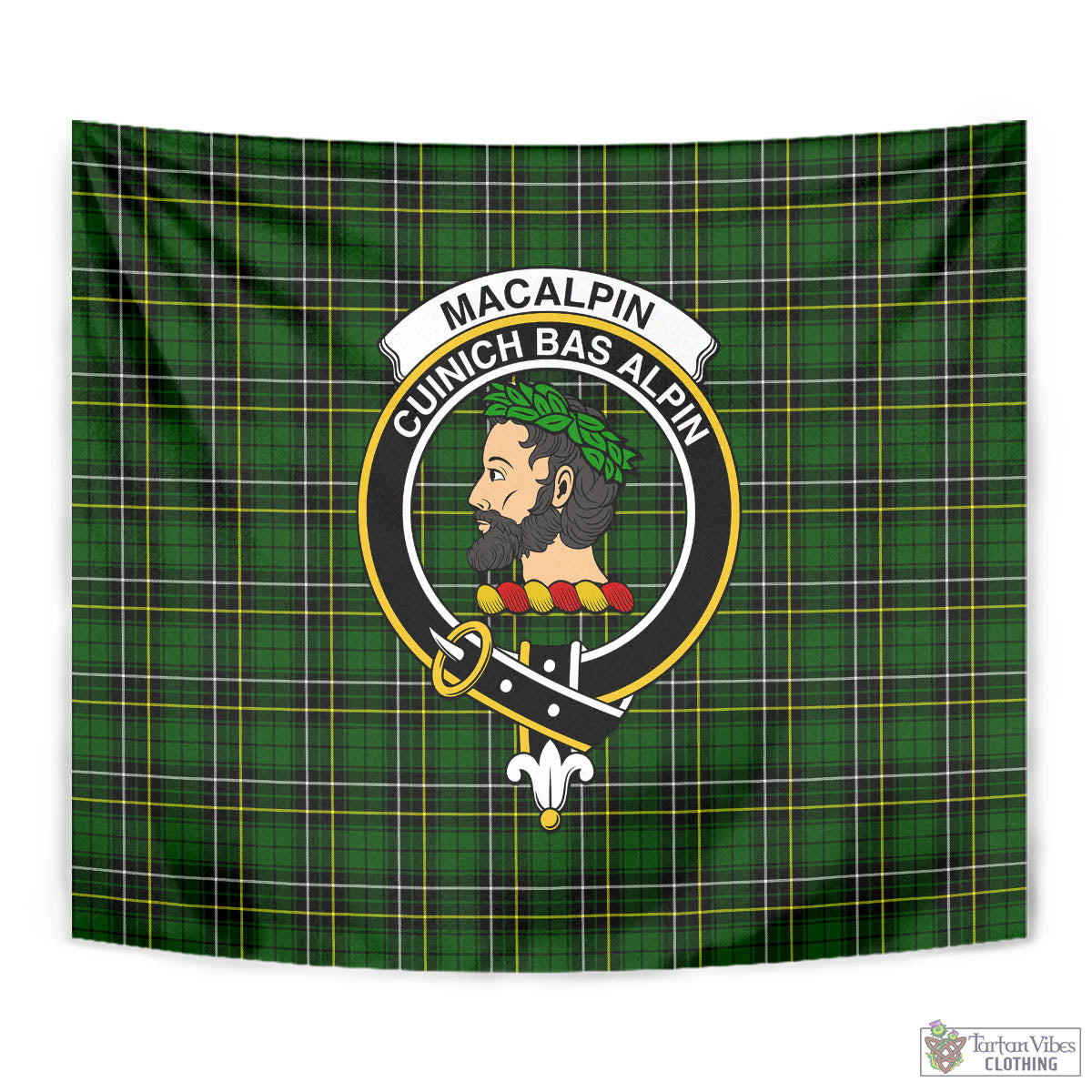 Tartan Vibes Clothing MacAlpin Modern Tartan Tapestry Wall Hanging and Home Decor for Room with Family Crest