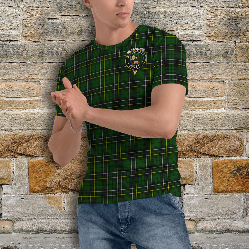 MacAlpin Modern Tartan T-Shirt with Family Crest - Tartan Vibes Clothing