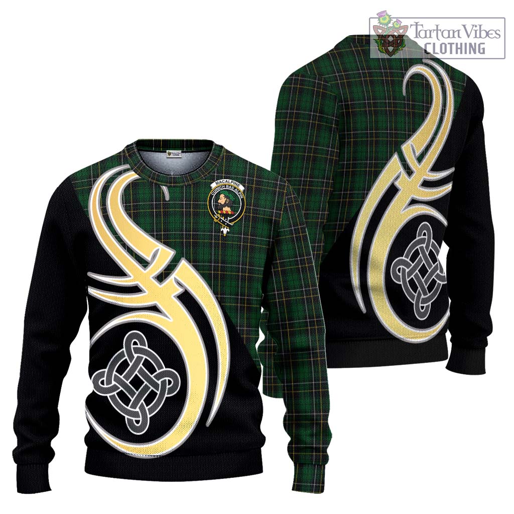 MacAlpine Tartan Ugly Sweater with Family Crest and Celtic Symbol Style Unisex - Tartan Vibes Clothing